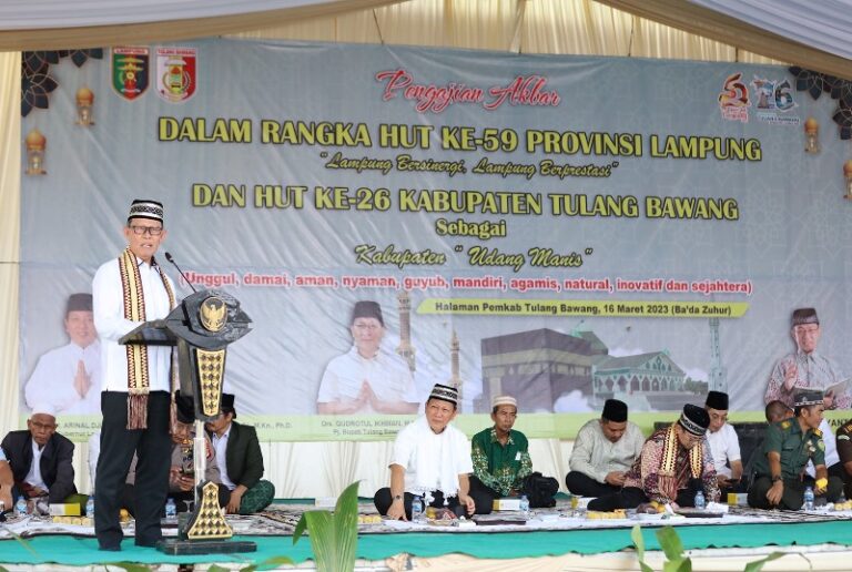 Peringati Hari Jadi Provinsi Lampung dan Kabupaten Tulang Bawang, Pemprov Lampung Gelar Pengajian Akbar di Menggala