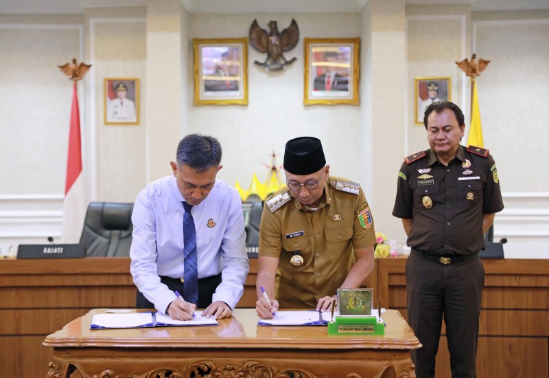 Kerjasama Pemprov dan Kejati Lampung , Dorong Percepatan peningkatan Pendapatan Asli Daerah (PAD) Lampung